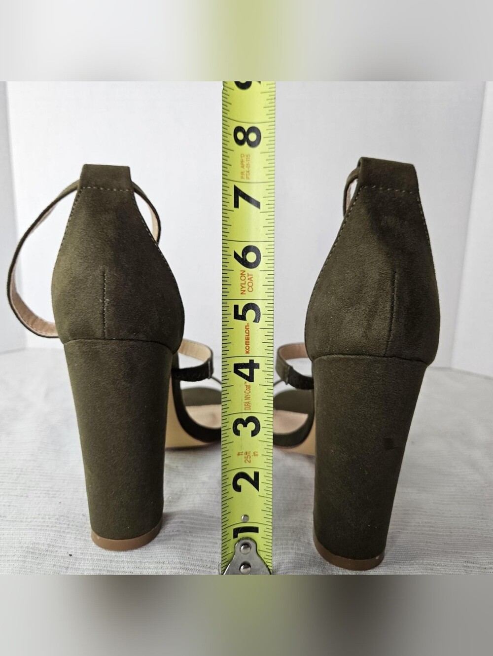 Women’s Olive Suede Strappy Block Heel Sandals with Ankle Strap - Picture 5 of 6